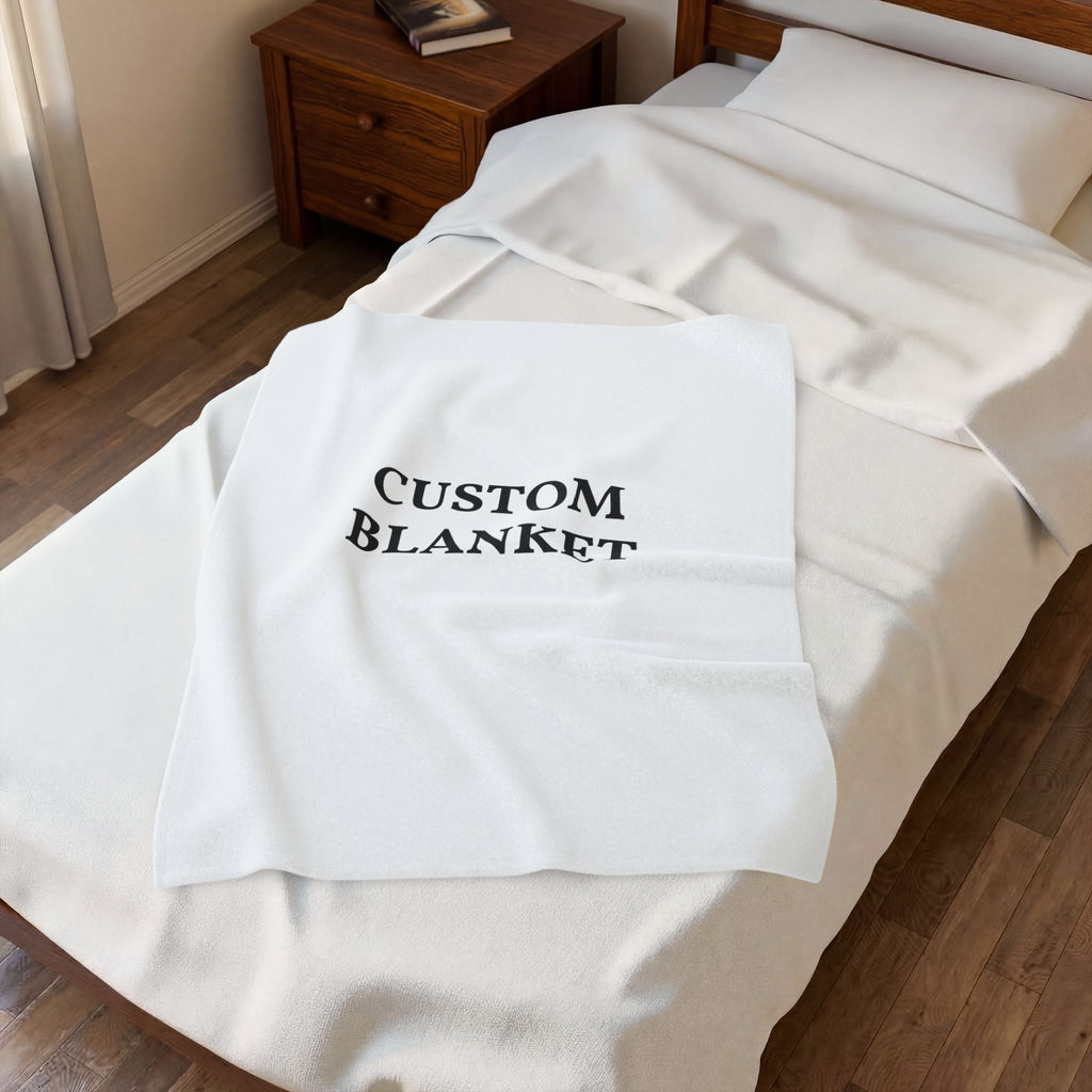 Custom Velveteen Plush Blanket — Personalized Photo & Text Throw