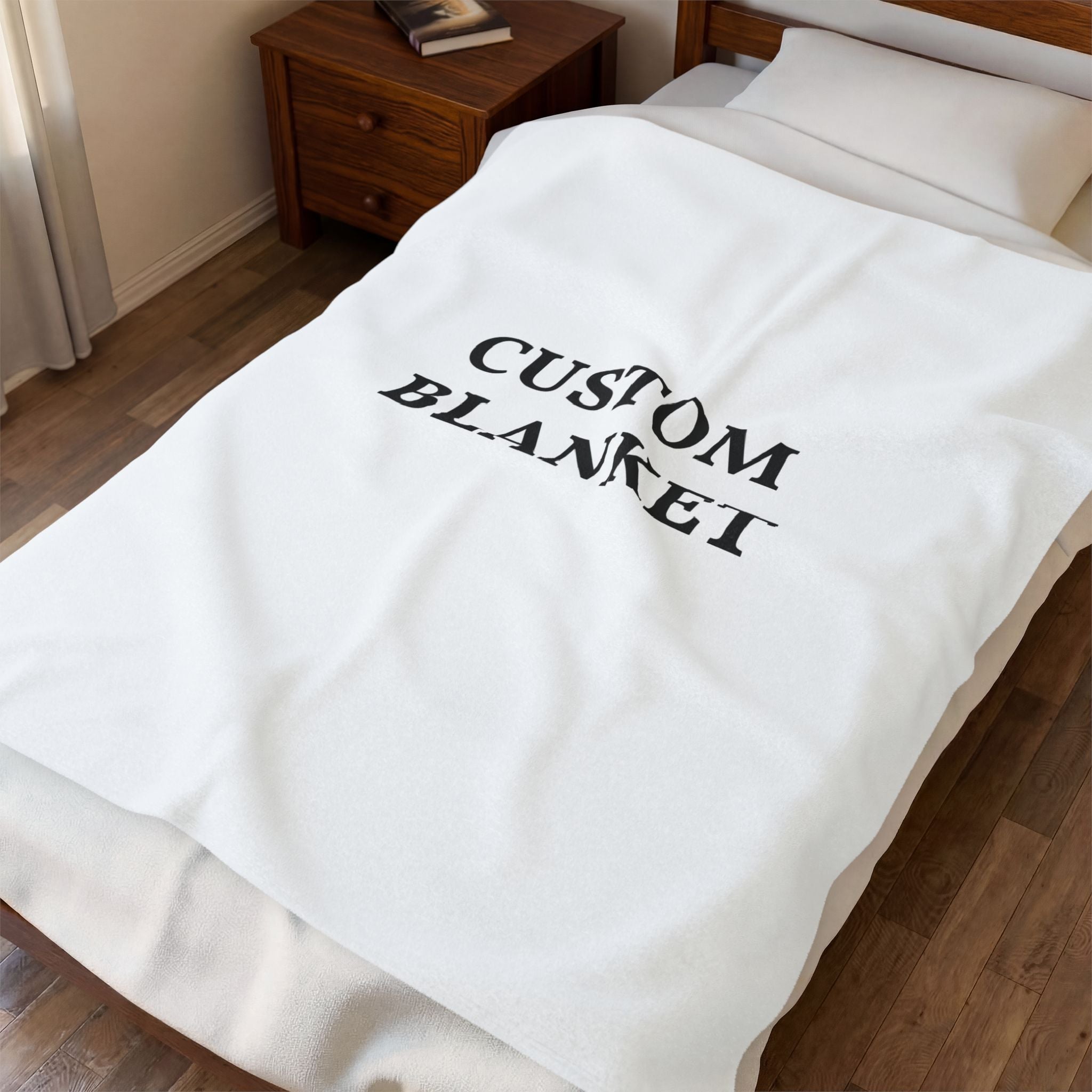Custom Velveteen Plush Blanket — Personalized Photo & Text Throw