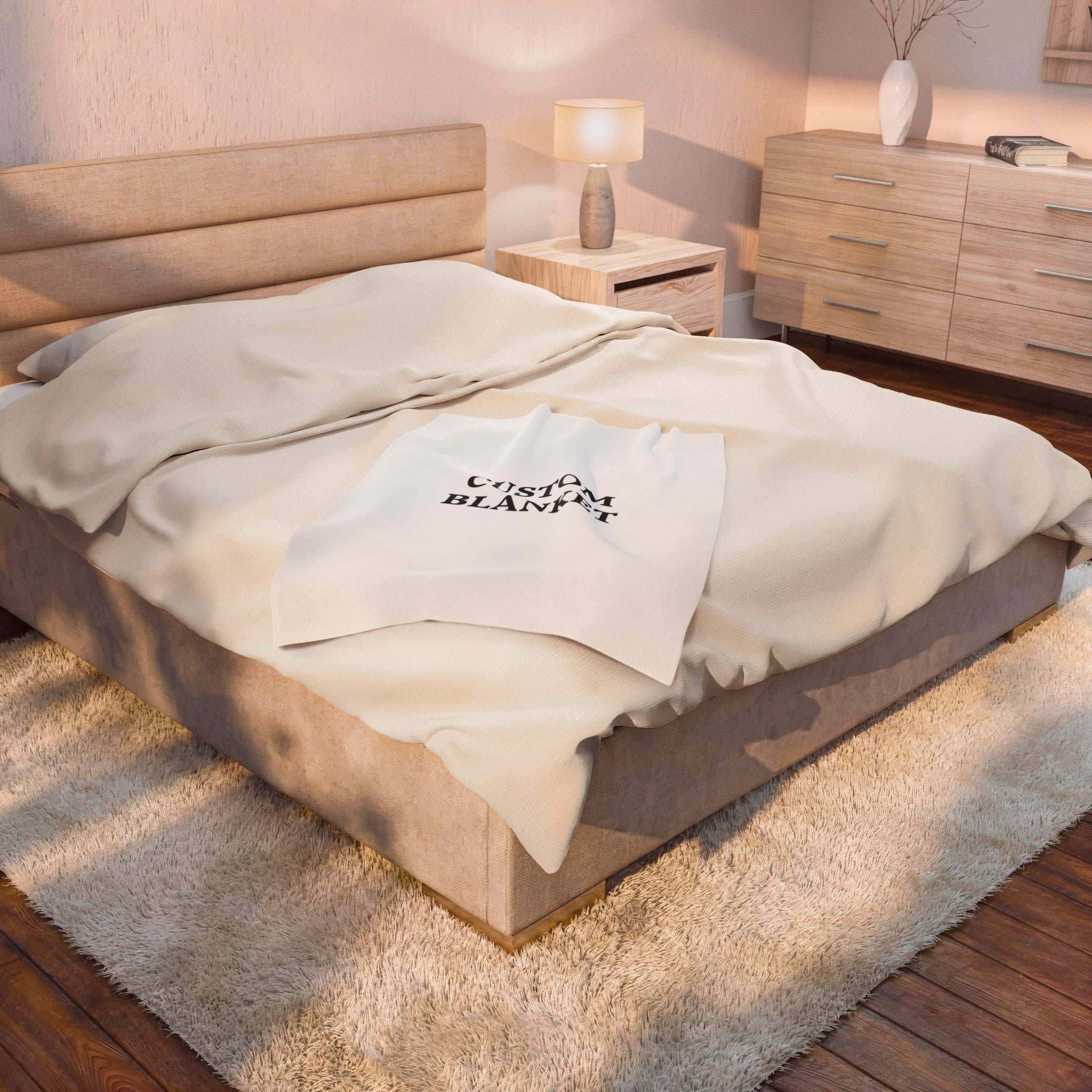 Custom Velveteen Plush Blanket — Personalized Photo & Text Throw